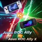 Comparaison côte à côte de l'Asus ROG Ally blanche et de l'Asus ROG Ally X noire