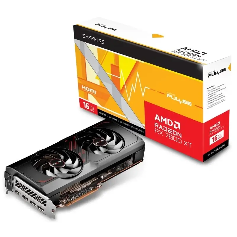 Carte graphique Sapphire Pulse AMD Radeon RX 7800 XT avec double ventilateur et design noir et rouge pour FRS4.0 et AFMF 2