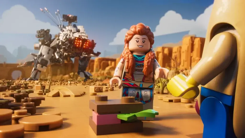 Logo de Lego Horizon Adventures sur Nintendo Switch avec Aloy en personnage principal