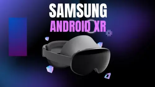 Casque de réalité mixte Samsung Project Moohan avec Android XR, entouré d'hologrammes et d'interfaces virtuelles