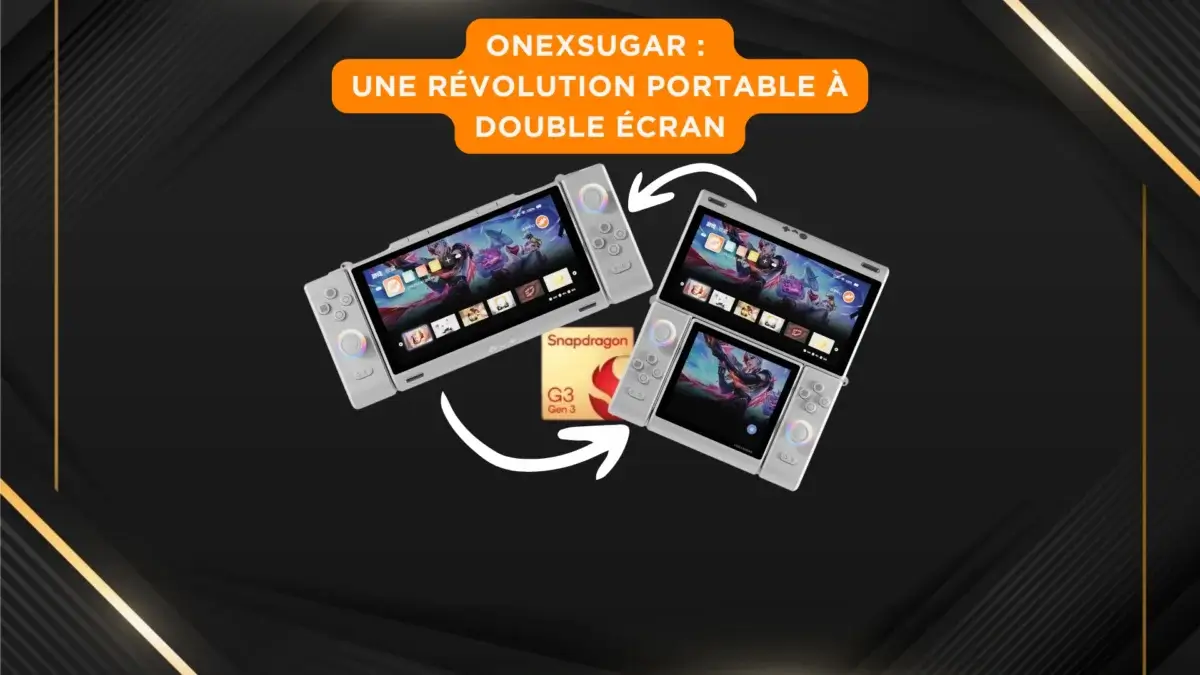 Console portable OneXSugar avec double écran et processeur Snapdragon G3 Gen 3.