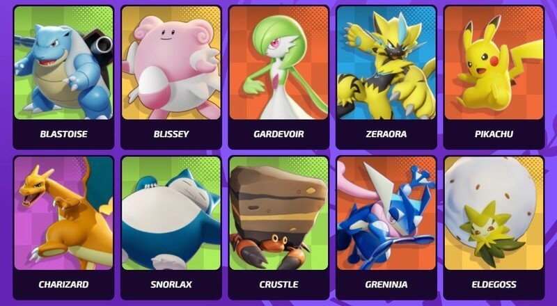 Pokémon Unite Roster haute résolution