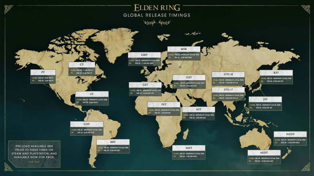 Vérifiez le fuseau horaire de l'Elden Ring pour votre région :