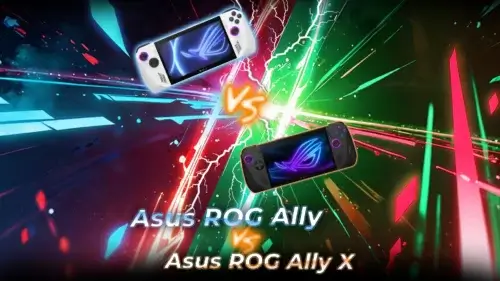 Comparaison côte à côte de l'Asus ROG Ally blanche et de l'Asus ROG Ally X noire