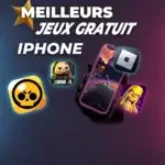 Collage des icônes des meilleurs jeux gratuits iOS avec iPhone et iPad en arrière-plan