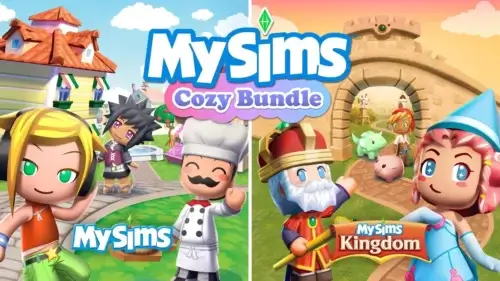 Jaquette de MySims Collection cosy sur Nintendo Switch montrant des personnages Sims colorés et mignons dans un décor chaleureux