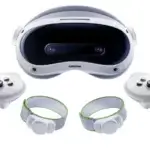 Casque de réalité virtuelle Pico 4 Ultra avec façade noire et double caméra frontale