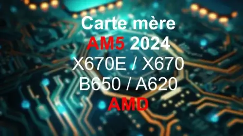 Comparatif visuel des chipsets AMD AM5 : X670E, X670, B650 et A620 en 2024