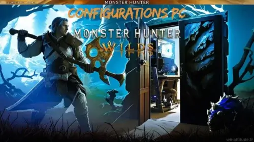 Image de présentation de Monster Hunter Wilds mettant en avant les configurations PC idéales pour jouer en 1080p, 1440p, 3440x1440p et 2160p.