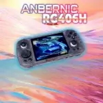 Console portable Anbernic RG406H avec écran allumé affichant un jeu rétro