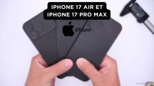 Image comparative de l'iPhone 17 Air et de l'iPhone 17 Pro Max, mettant en évidence leurs designs respectifs